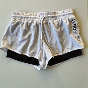 Aeropostale Sport White & Black Running Shorts | Size Medium